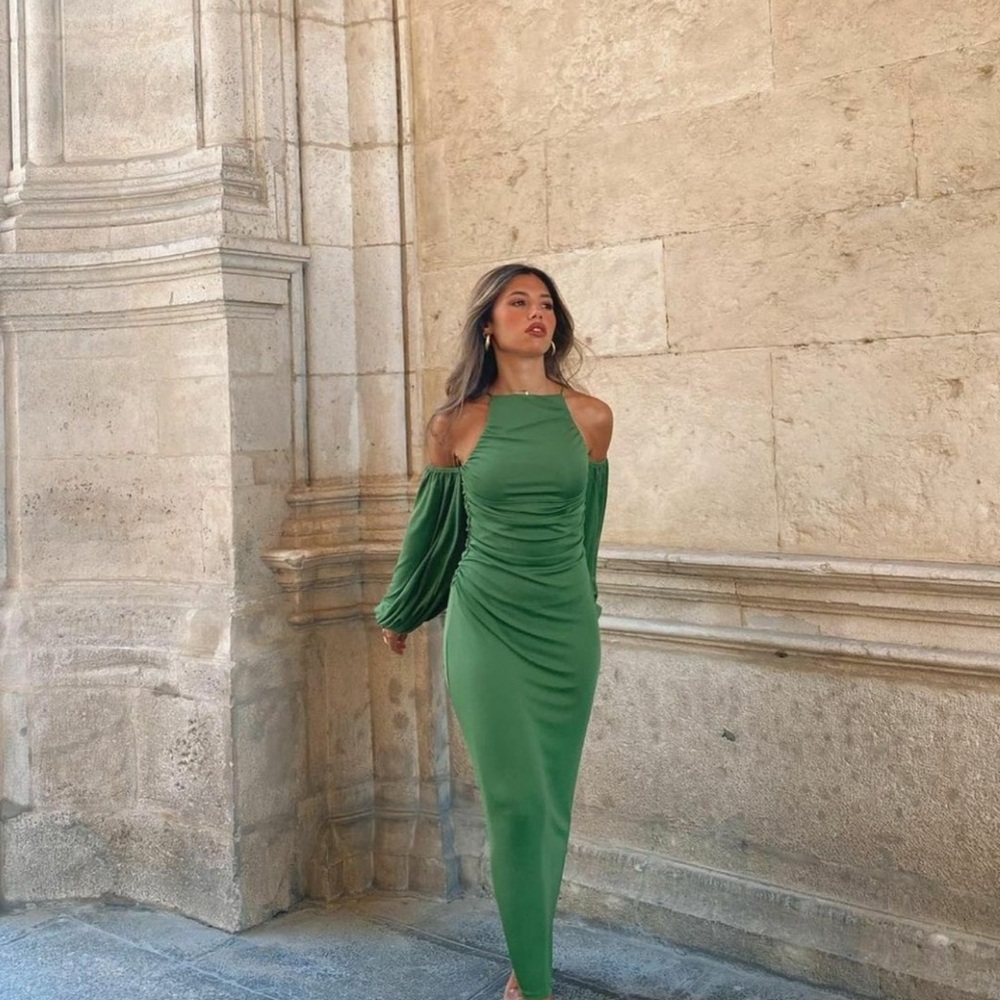 Zara Green Long Sleeve Dress